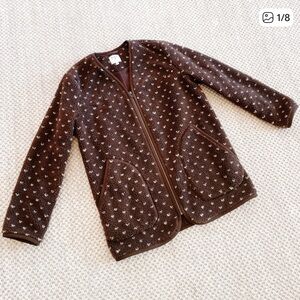 Marea Brown Sherpa Barn Jacket with Ivory Dots